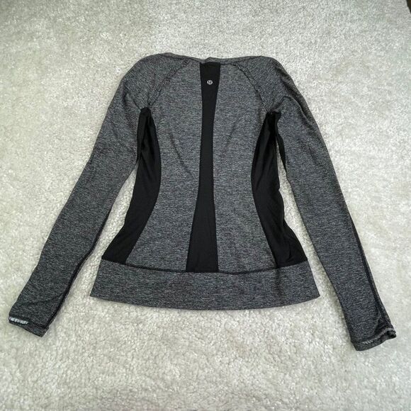 Lululemon Full Tilt Ruffle Long Sleeve Shirt Heathered Black - Picture 3 of 10